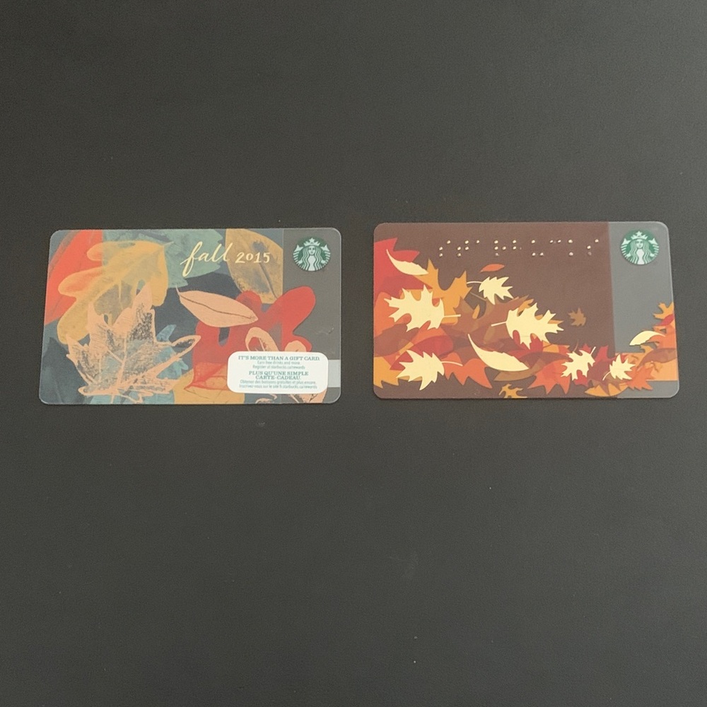 Starbucks Autumn Leaf Gift Cards - 2011 and 2015